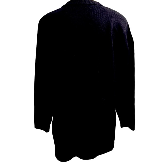 VTG Black Deep V Knit Slouchy Cardigan – Gold Embossed Buttons & Shoulder Pads - Picture 6 of 16